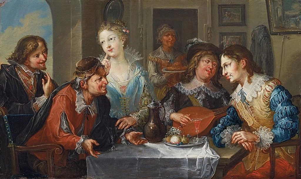 Felice scena sociale con musica e vino